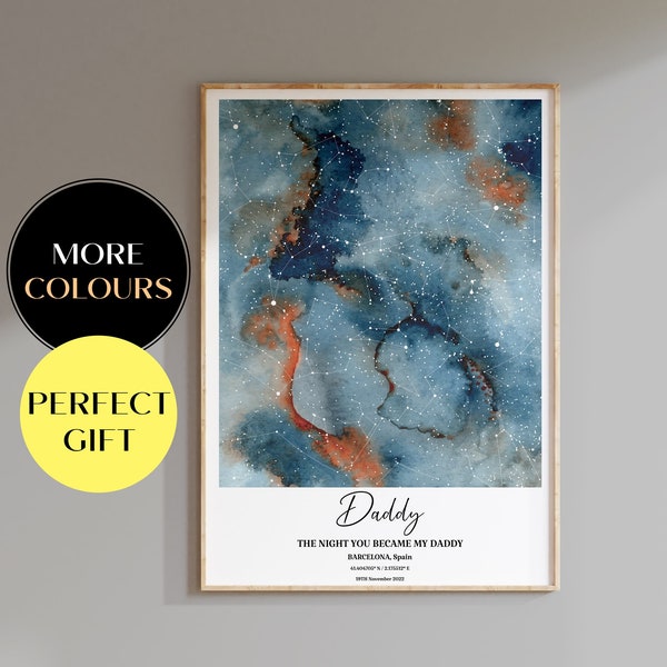 First Father's Day Gift, First Time Dad Gift, Personalised Star Map, Custom Gift, Best Dad, Daddy Gifts, Star Map Print, Happy Birthday Dad