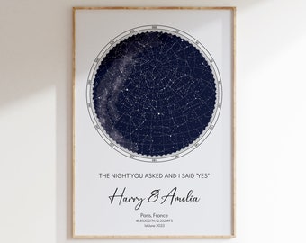 Custom Map of the Stars - Personalized Night Sky Print - Valentine Gift