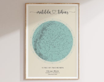 Star Map by Date, Sky Map of Your Special Moment, Gift for Newlyweds, Unique Wedding Gift, Romantic Anniversary Gift, Wedding Keepsake Gift