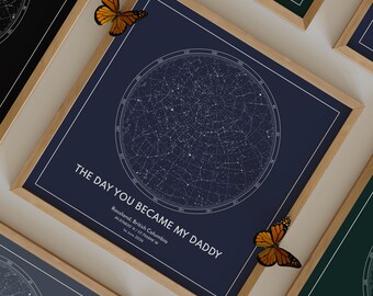 The Day You Became My Daddy Glow In The Dark Star Map Print - New Dad Gift - First Father’s Day Gift -Emotional Gift for Dad