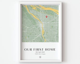 Personalised Home Map Print: New Home Gift, Housewarming Keepsake