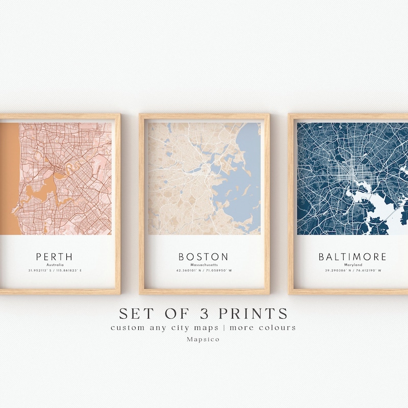 Custom City Maps Wall Art - Etsy