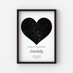 The Day You Became My Dad Star Map, Personalized Father&#39;s Day Gift, Framed Night Sky Print, Custom Star Map for Dad, First Father&#39;s Day