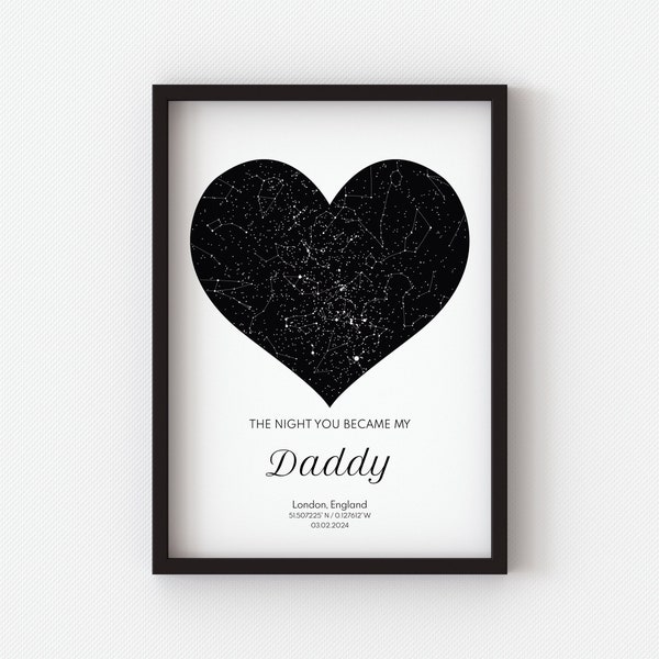 Framed Star Map Personalised Father's Day Custom Gift Night Sky Print Best Dad Ever Special Gift From Daughter 1st Birthday Gift New Father