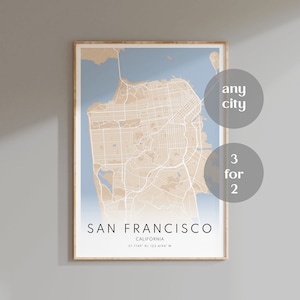 Personalised City Map Print Any City Map San Francisco Custom Travel Map Poster Gift For Home Any Personalized Map Print Home Town Map