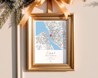 Personalized Couple Map Print - Christmas Gift For Couples •  Engagement, Wedding,  Anniversary Gift Print for Couples