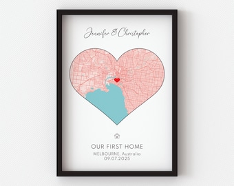 Stampa della mappa della nostra prima casa, regalo personalizzato per inaugurazione della casa, mappa della nuova casa, stampa regalo per decorazioni per la casa, regalo per trasloco, stampa digitale della nuova casa, prima casa