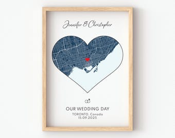 Custom Heart Map Print • Where We Met Location Map • Engagement Gift • Wedding or Valentine’s Day Gift