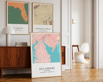 Personalized USA State Map Print | Custom Home Wall Art | Family Housewarming Gift | Modern Minimalist State or City Poster