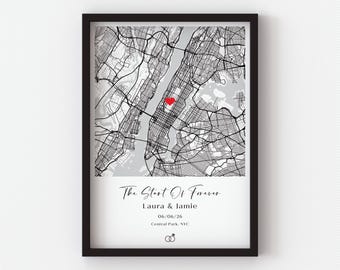 Personalised Wedding Print & Frame Gift • Anniversary Engagement First Date Couple • Minimalist Map Home Decor Married • Future Mrs Gift