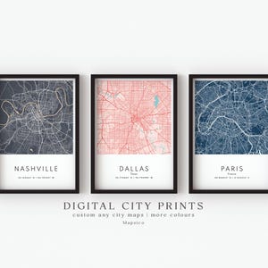 Custom Digital City Map Print, Personalized Hometown Art, Home Office Decor, Unique Housewarming Gift, Any City Map, Travel Home Decor