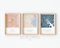 Set Of 3 Custom Maps, City Map Prints, Custom Map Print, Custom Any Location, Personalized Map Print, City Poster Wall Art, City Map Gift