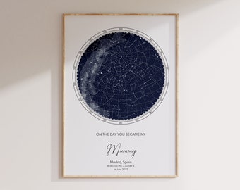 Mother’s Day Gift Personalized Star Map Print • Custom Birthday Gift for Mom • The Day You Became My Mummy • Unique Gift for Mom