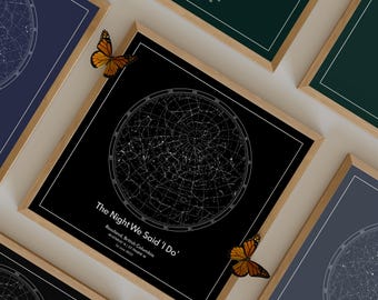 Custom Star Map "Glow In The Dark": 1st Anniversary Gift, Paper Anniversary Gift, Wedding Date Night Sky Print, Constellation Poster