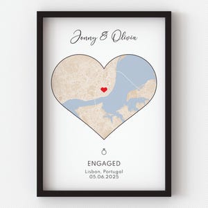 Impression de fiançailles, cadeau de fiançailles, cadeau pour fiancés, impression de carte personnalisée, cadeau de fiançailles pour elle, téléchargement numérique Lastminute