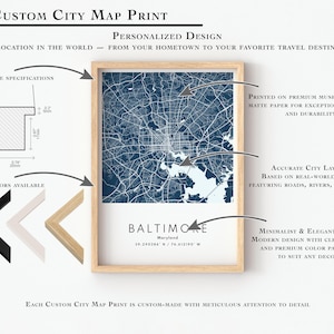 Set of 4 Custom Map Print, Personalized City Map Prints, Any Location, Custom Wall Art, Unique City Poster Gift, Any Hometown Location image 11