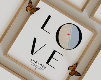 Unique Engagement Map Print: Custom Location Gift, Valentine's Gift for Couples