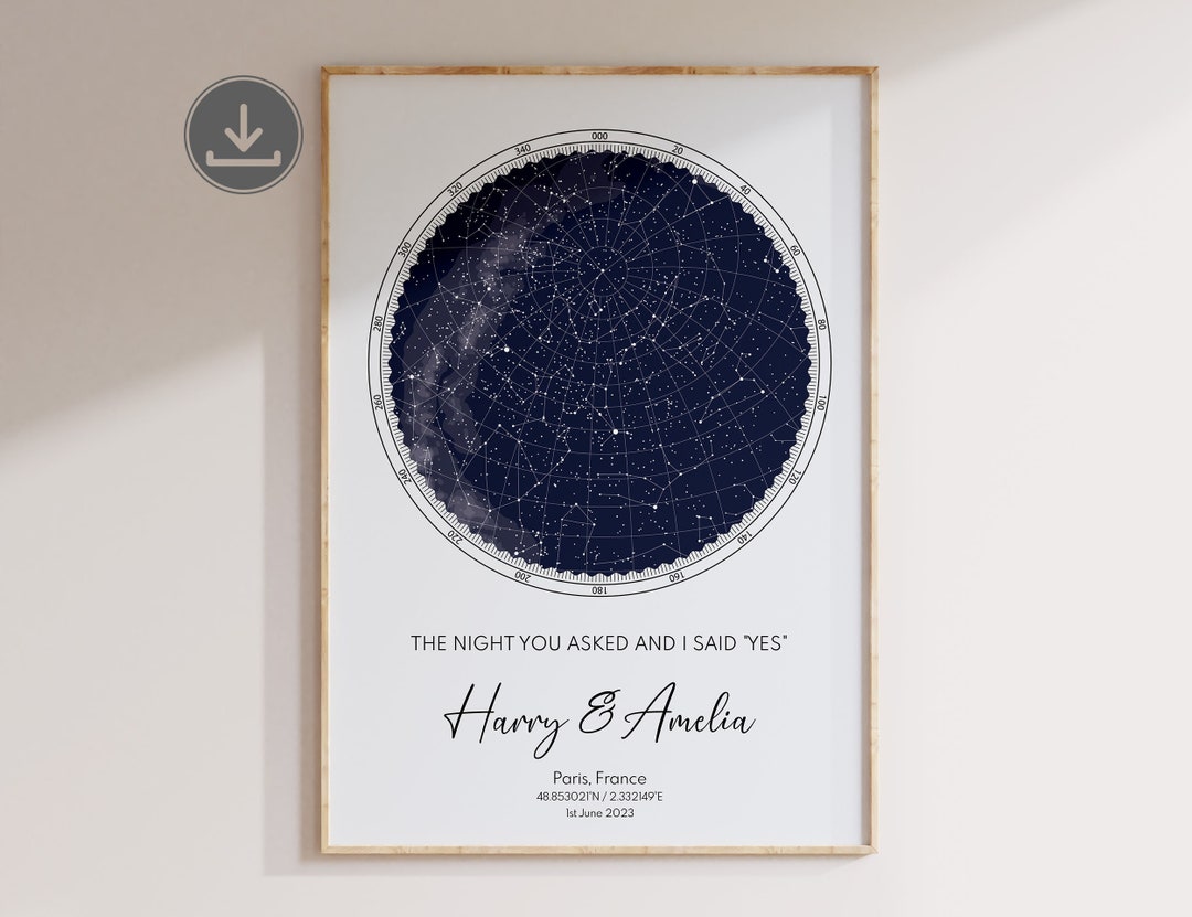 Digital Custom Star Map by Date - Il 1080xN.5428670202 62t0 