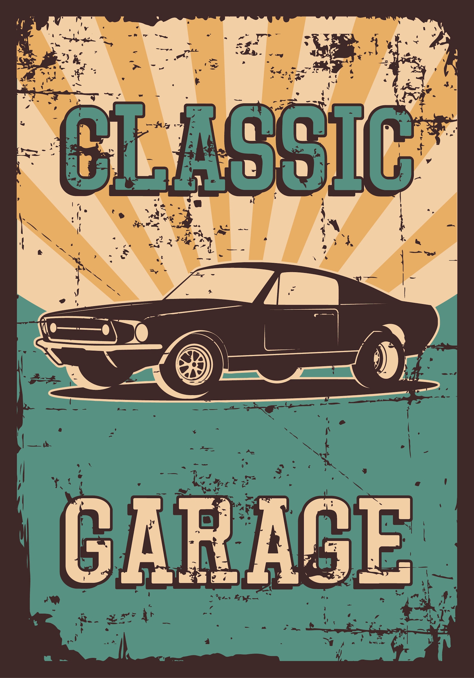 Vintage Classic Garage Drawing Poster Retro Poster Wall Etsy