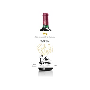 Etiquette bouteille de vin annonce grossesse mamie tatapapy papa tontonfuturs grands parents