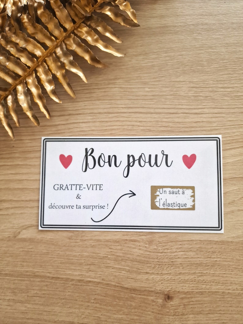 Carte à gratter " Bon pour " à personnaliser, cadeau original Modèle 1