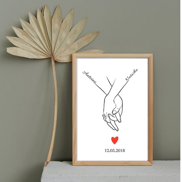 Affiche personnalisée couple, cadeau saint valentin, format papier ou numérique