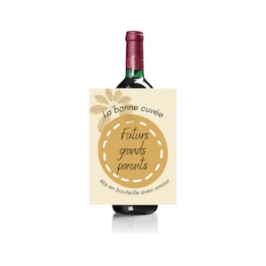 Etiquette bouteille de vin annonce grossesse - mamie papi papa tata tonton futur grands parents amour