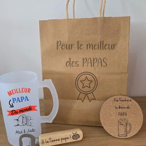 Coffret Cadeau Bière Personnalisé Chope  Décapsuleur  Dessous de verre  Sac kraft