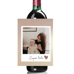 Etiqueta de botella de vino personalizada con foto