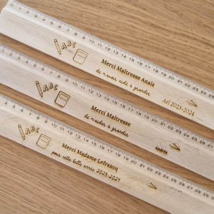 Regalo de fin de curso para profesor - Gracias profesor - Regla de madera grabada personalizada
