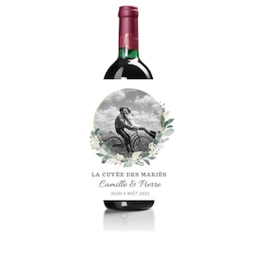 Etiquette bouteille de vin mariage amour