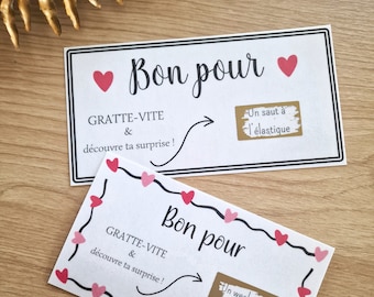 Carte à gratter " Bon pour " à personnaliser, cadeau original