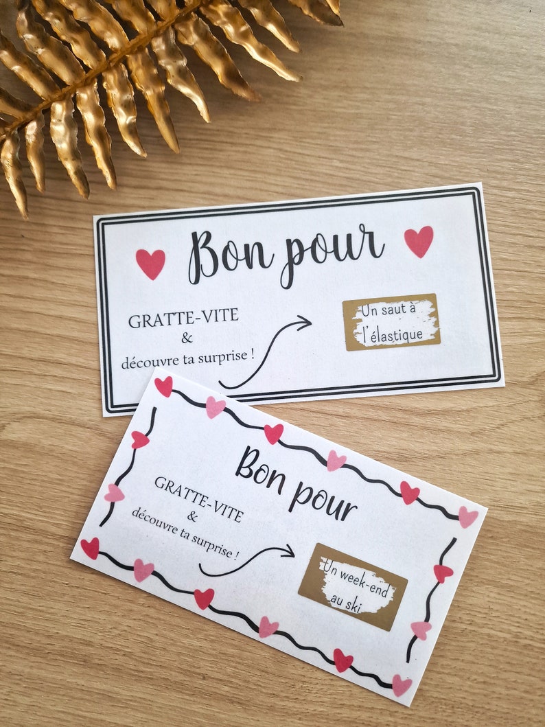 Carte à gratter " Bon pour " à personnaliser, cadeau original image 1