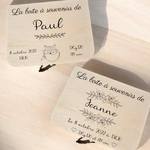 Personalized wooden birth keepsake case