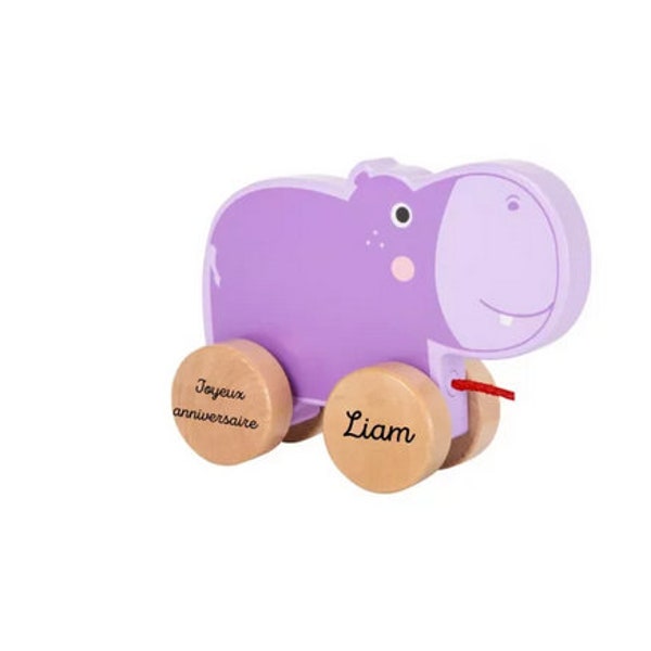 Hippopotame à tirer / Jouet pour enfant personnalisé