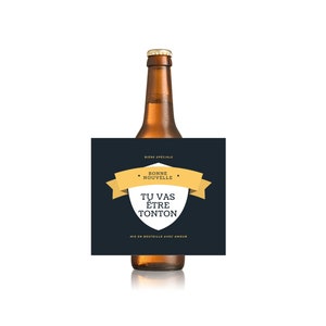 Etiquette bouteille de bière annonce grossesse tata tonton papi mamie papa dessous de verre personnalisé