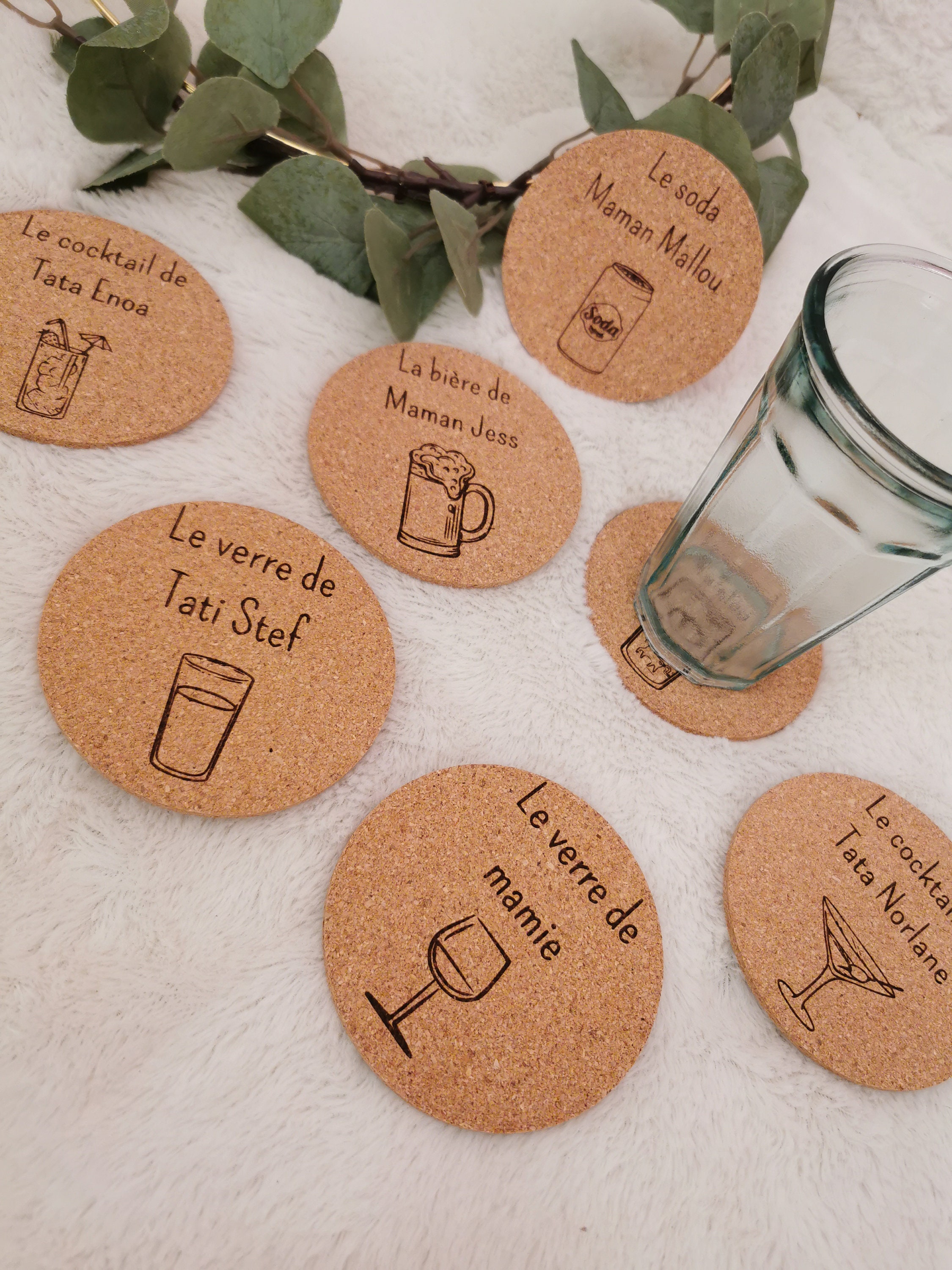 Dessous de Verre en Liège Personnalisés . Idée Cadeaux