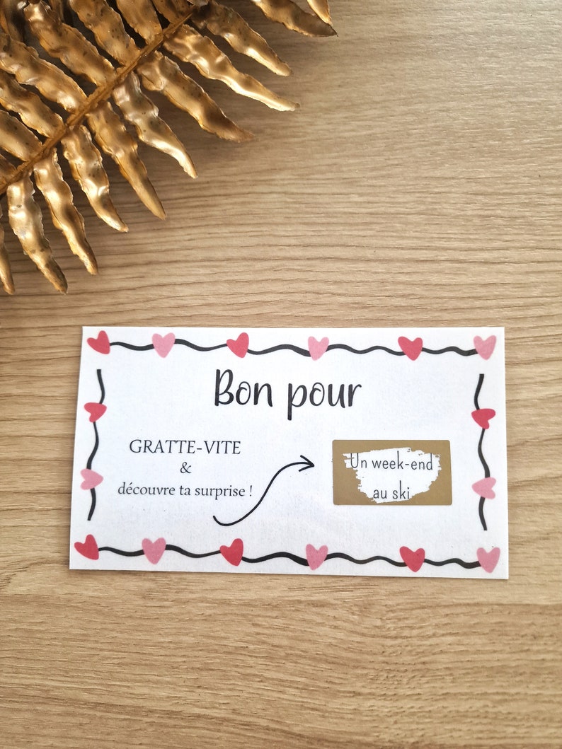 Carte à gratter " Bon pour " à personnaliser, cadeau original Modèle 2