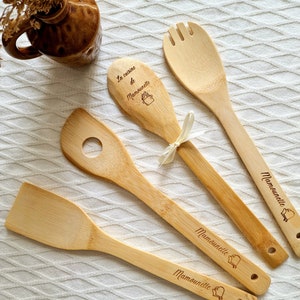 Personalized wooden kitchen utensils set, Grandmother's Day, Grandmas gift