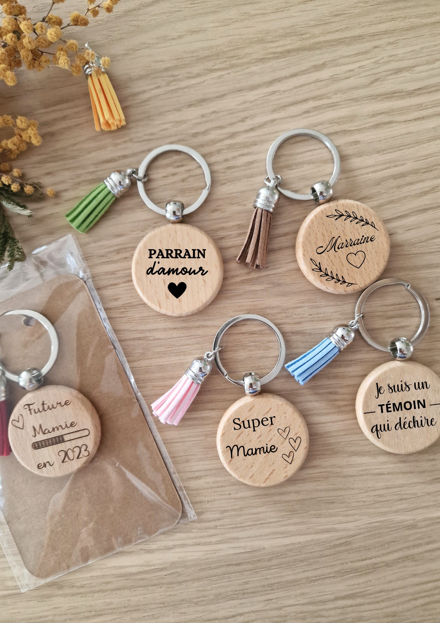 Porte-monnaie Liège Personnalisable 'Mamie Formidable' - Pochette Clés Et Accessoires Avec Pompon