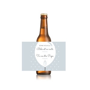 Etiquette bouteille de bière annonce grossesse tata tonton papi mamie papa dessous de verre personnalisé
