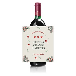 Etiquette bouteille de vin ou bière annonce grossesse tata tonton papi mamie papa