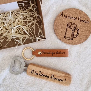 Coffret cadeau personnalisé bière et porte clé en cuir image 2