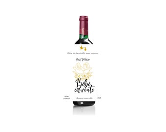 Wine bottle label announces pregnancy grandma tatapapy dad unclefuture grandparents