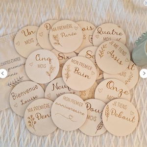 Cartes étapes bébé rondes personnalisées - Cadeau grossesse, naissance