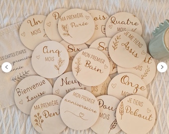 Tarjetas redondas personalizadas para hitos de bebé: regalos de embarazo y nacimiento