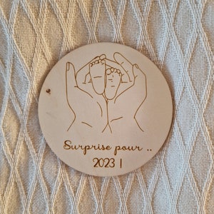 Cartes en bois annonce de grossesse / Surprise / Cadeau personnalisé Modèle 1