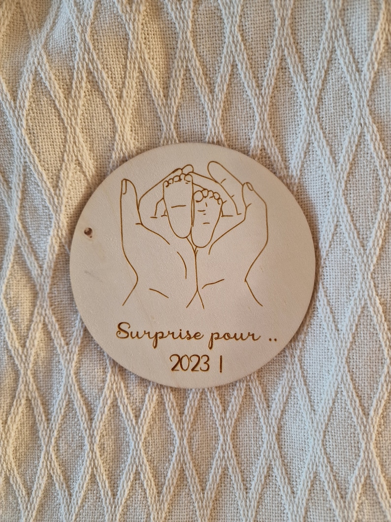 Cartes en bois annonce de grossesse / Surprise / Cadeau personnalisé Modèle 1