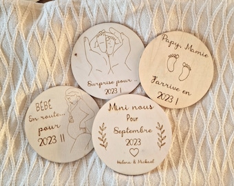 Tarjetas de madera para anuncio de embarazo / Sorpresa / Regalo personalizado