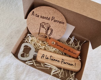 Personalized beer gift box and leather key ring